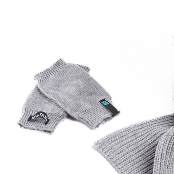 mitaines en maille grise avec logo Cotentin Unique